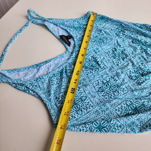 Banana Republic Green White Geo Rayon Tank Top Knee Length Sun Dress Stretch XS - Picture 6 of 13